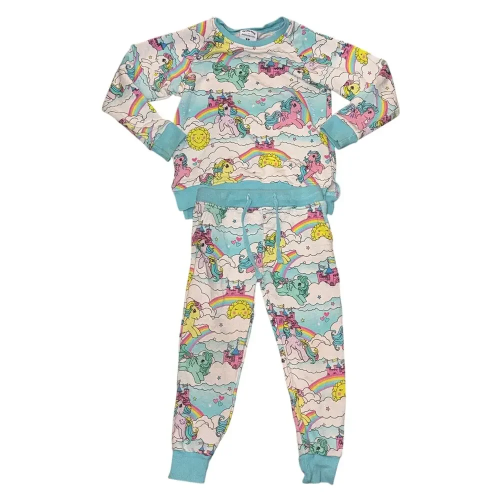 Bums & Roses x My Little Pony two-piece jogger set in girls size 3T.